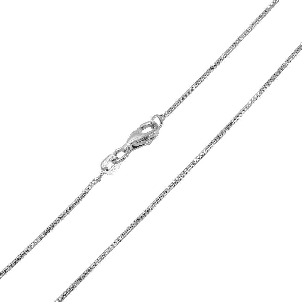 Snake Round 025 4DC Rhodium Plated 925 Sterling Silver Chain 1mm (Pk of 6) - CH144 RH