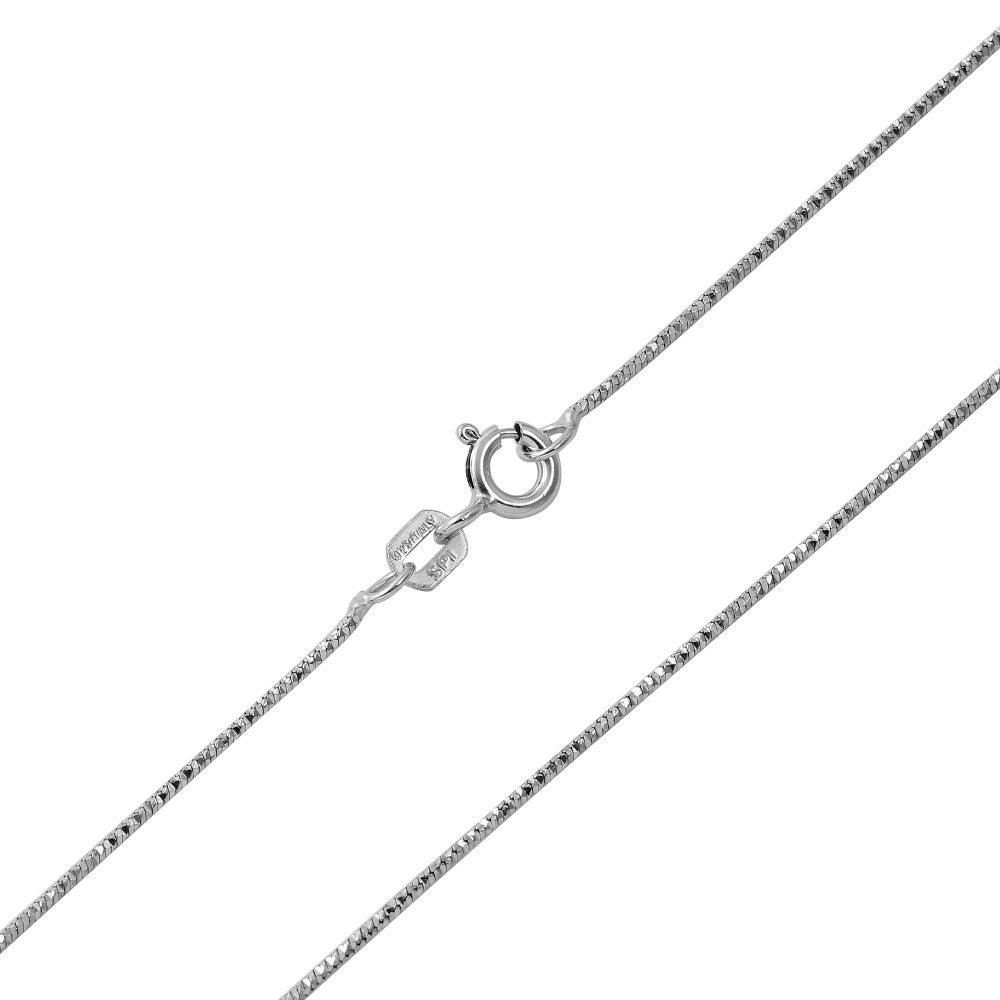 Rhodium Plated 925 Sterling Silver Snake Round DC 020 Chain 0.8mm - CH142 RH