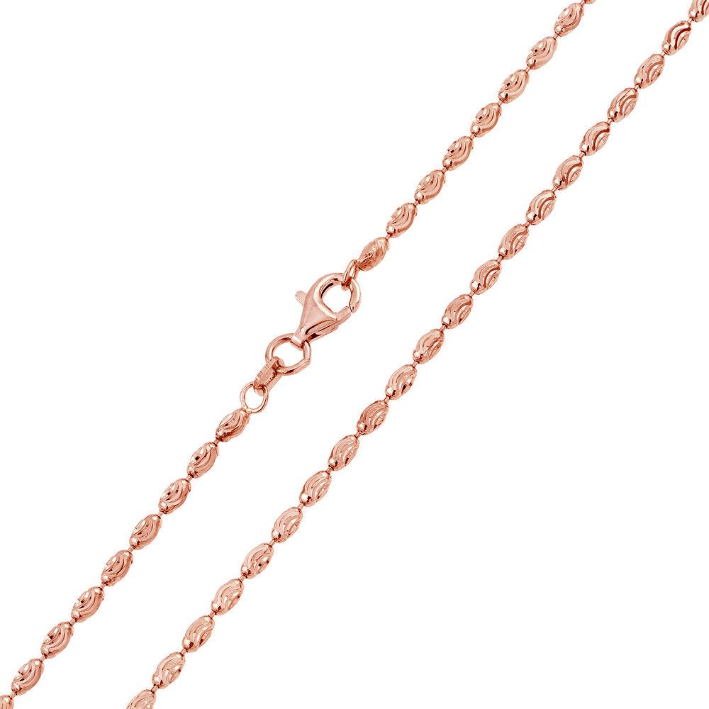 Rose Gold Plated 925 Sterling Silver Oval Curved DC Bead 002 Chains - CH147 RGP