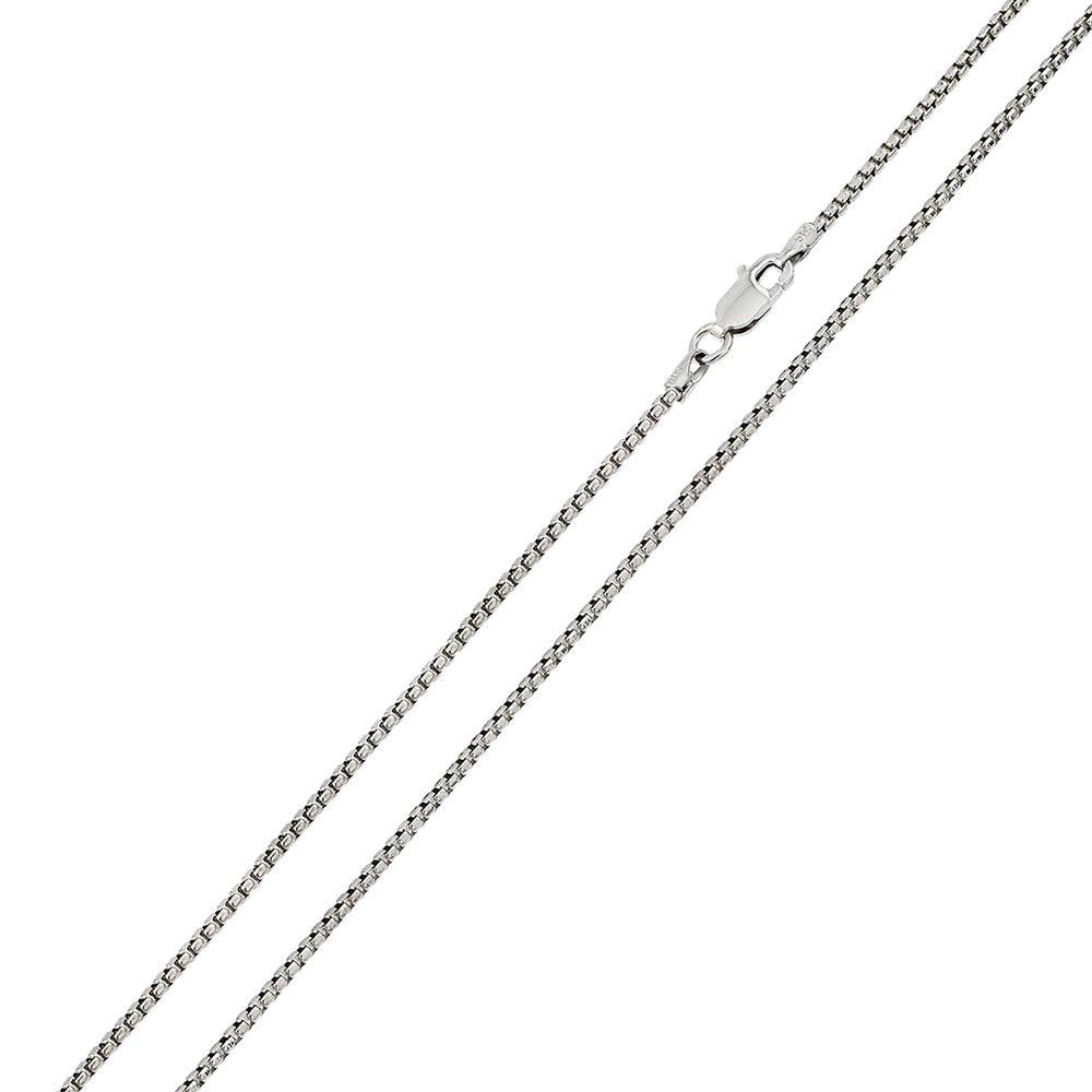 Rhodium Plated 925 Sterling Silver Round Box 030 Chain 1.6mm - CH215 RH