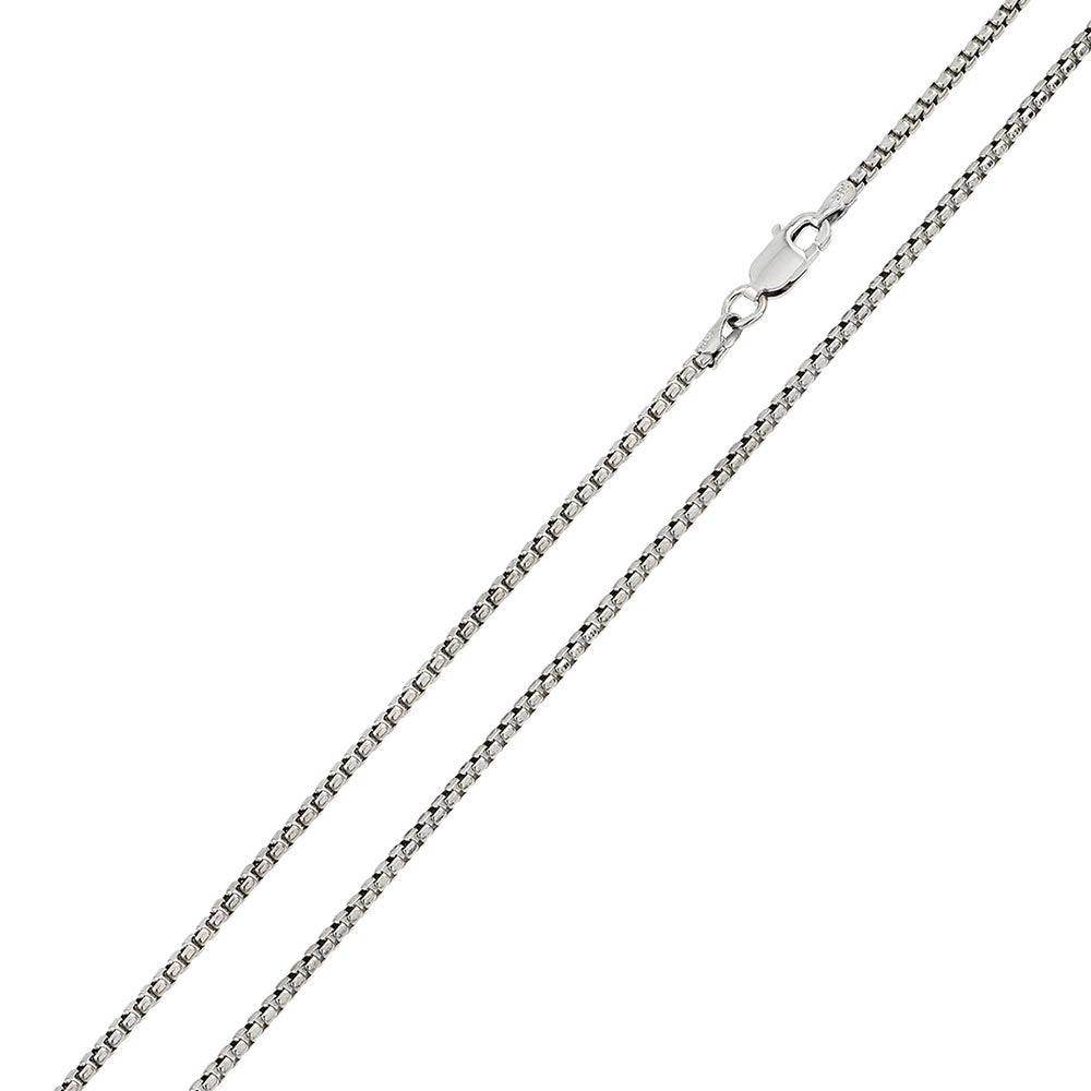 Rhodium Plated 925 Sterling Silver Round Box 035 Chain 1.7mm - CH216 RH