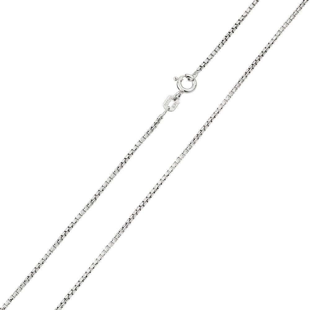 Rhodium Plated 925 Sterling Silver Box Round Diamond Cut 019 Chain 1mm (Pk of 6) - CH208 RH