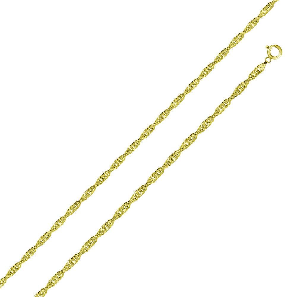 Gold Plated 925 Sterling Silver Singapore 015 Chain 1mm - CH328 GP