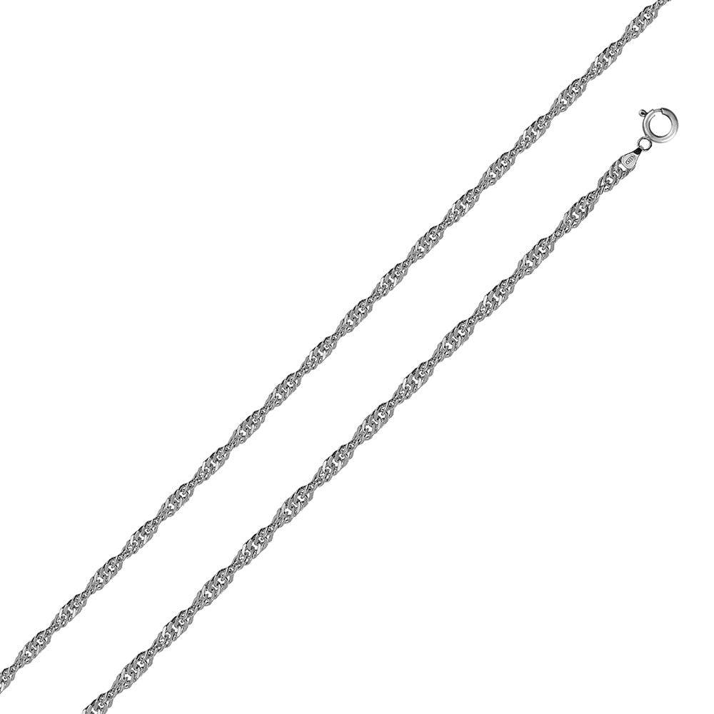 Rhodium Plated 925 Sterling Silver Singapore 015 Chain 1mm - CH138 RH