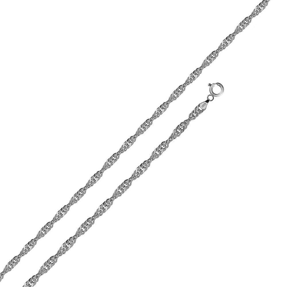 Rhodium Plated 925 Sterling Silver Singapore 020 Chain 1.2mm - CH139 RH