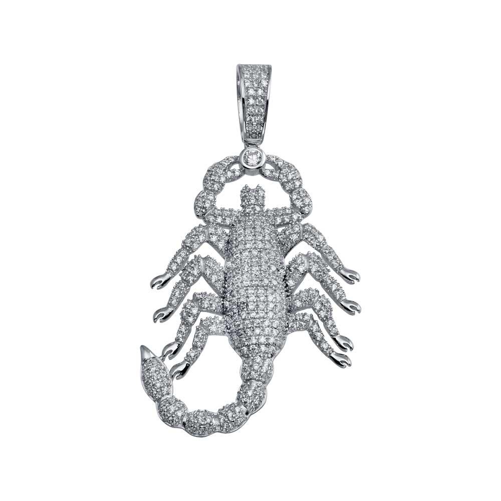 Rhodium Plated 925 Sterling Silver Scorpion Hip Hop Pendant - SLP00030