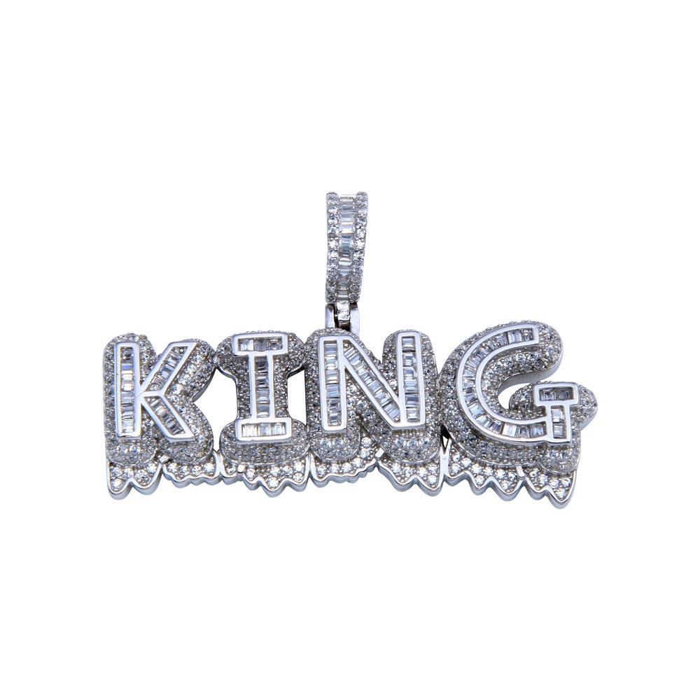 Rhodium Plated 925 Sterling Silver CZ ICY KING Hip Hop Pendant - SLP00245