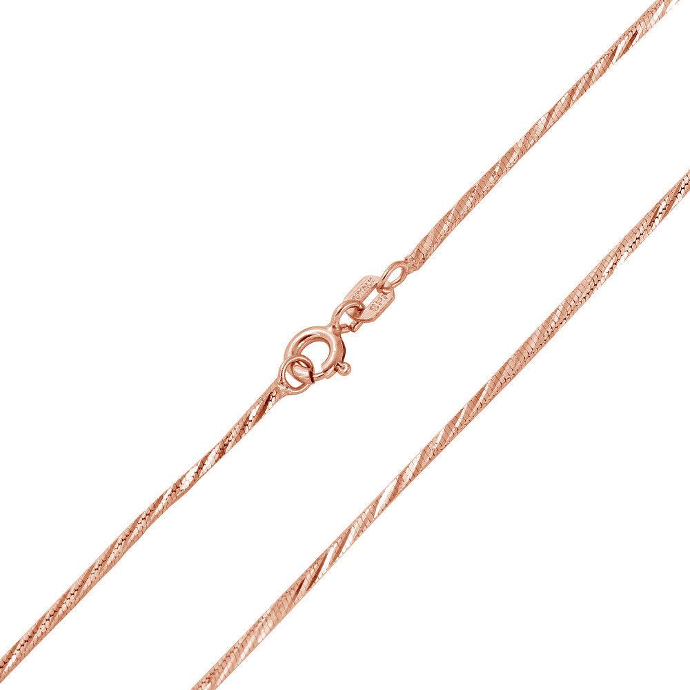 Rose Gold Plated 925 Sterling Silver Snake 4 Sided DC 025 Chain 0.9mm - CH174 RGP