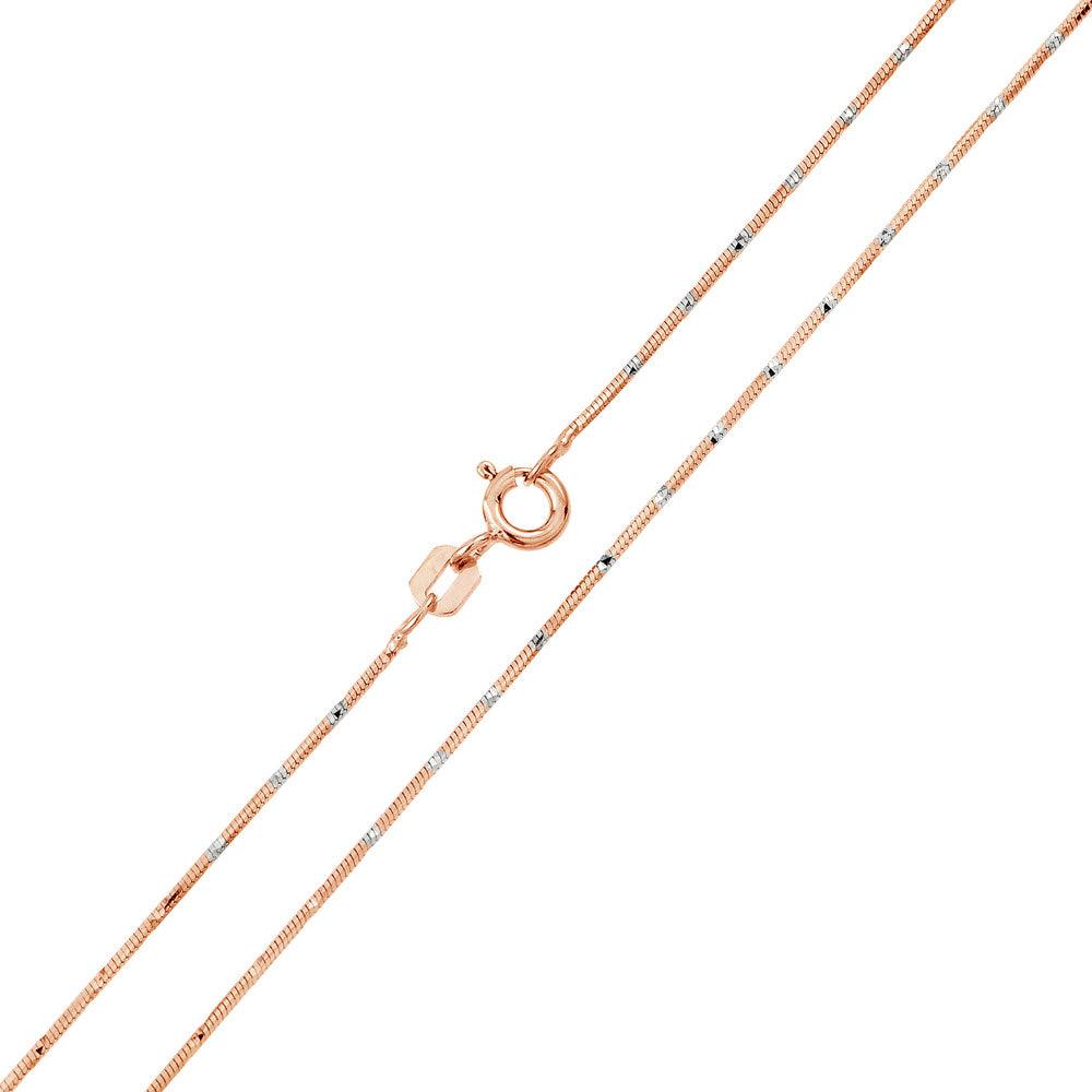 Rose Gold Plated 925 Sterling Silver 8 Sided Snake DC 025 Chain 0.8mm - CH173 RGP