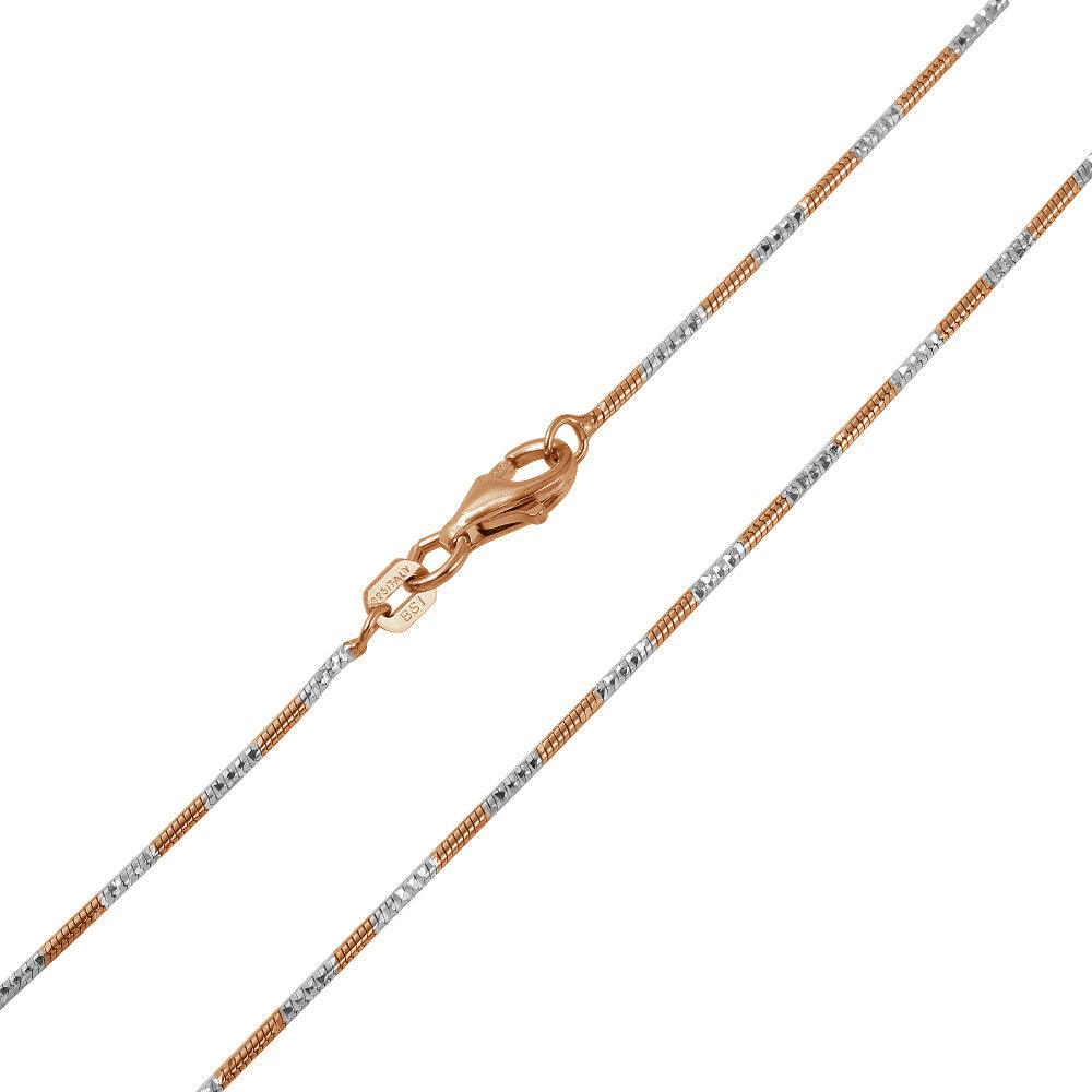 Rose Gold Plated 925 Sterling Silver Snake Round 4DC 020 Chain 1.2mm - CH168 RGP