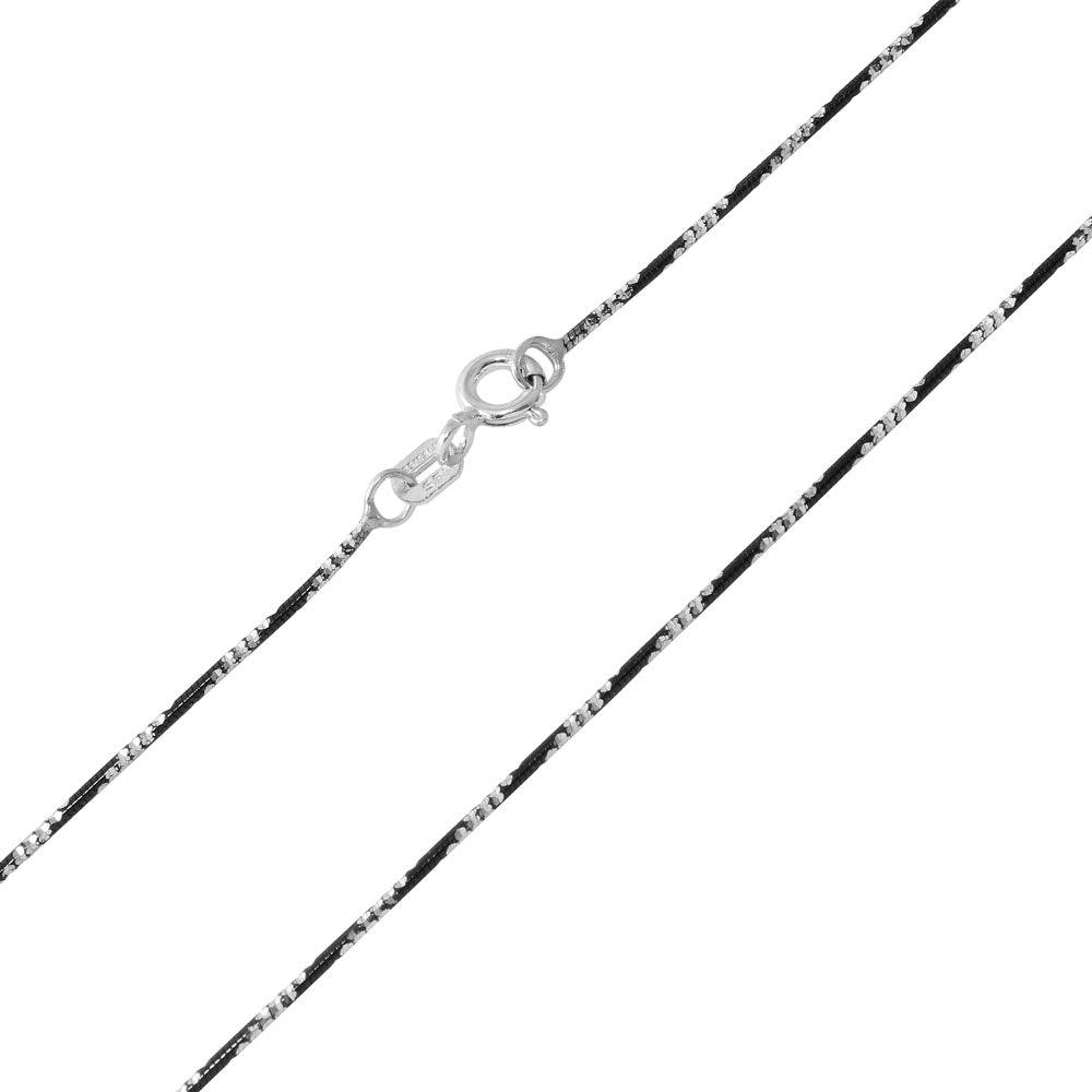 Black Rhodium Plated 925 Sterling Silver Round B-W Snake 020 Chain with 4 DC - CH257 BLK