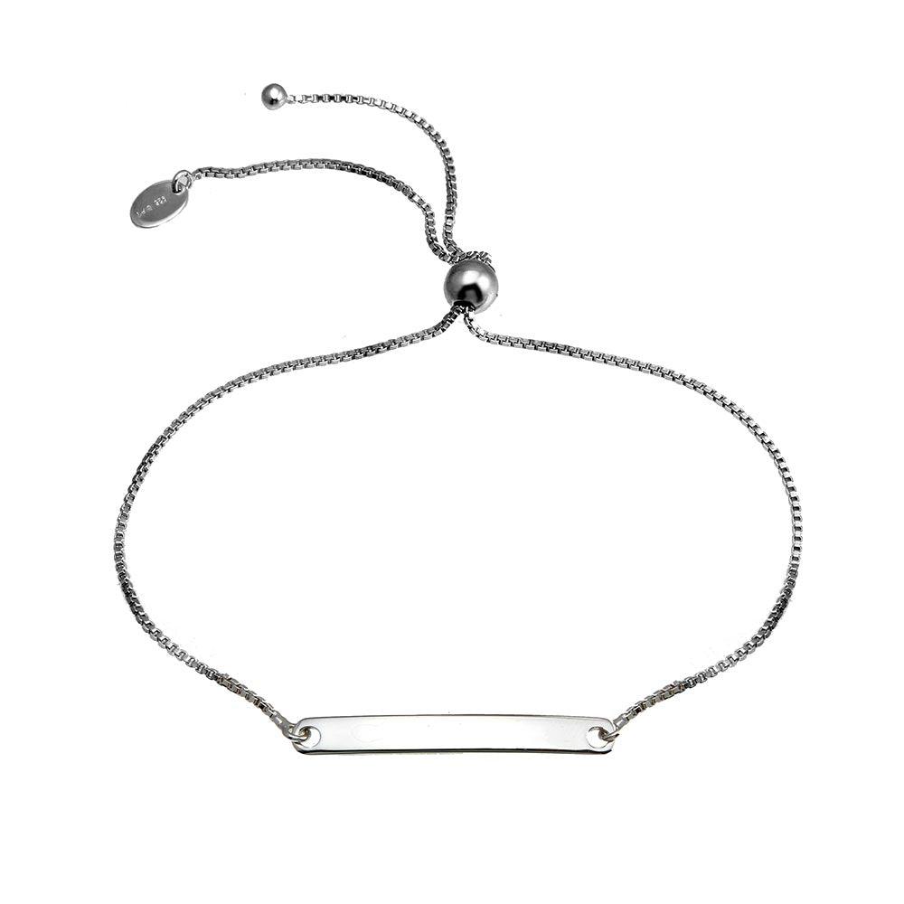 Rhodium Plated 925 Sterling Silver ID Lariat Bracelet - SOB00004