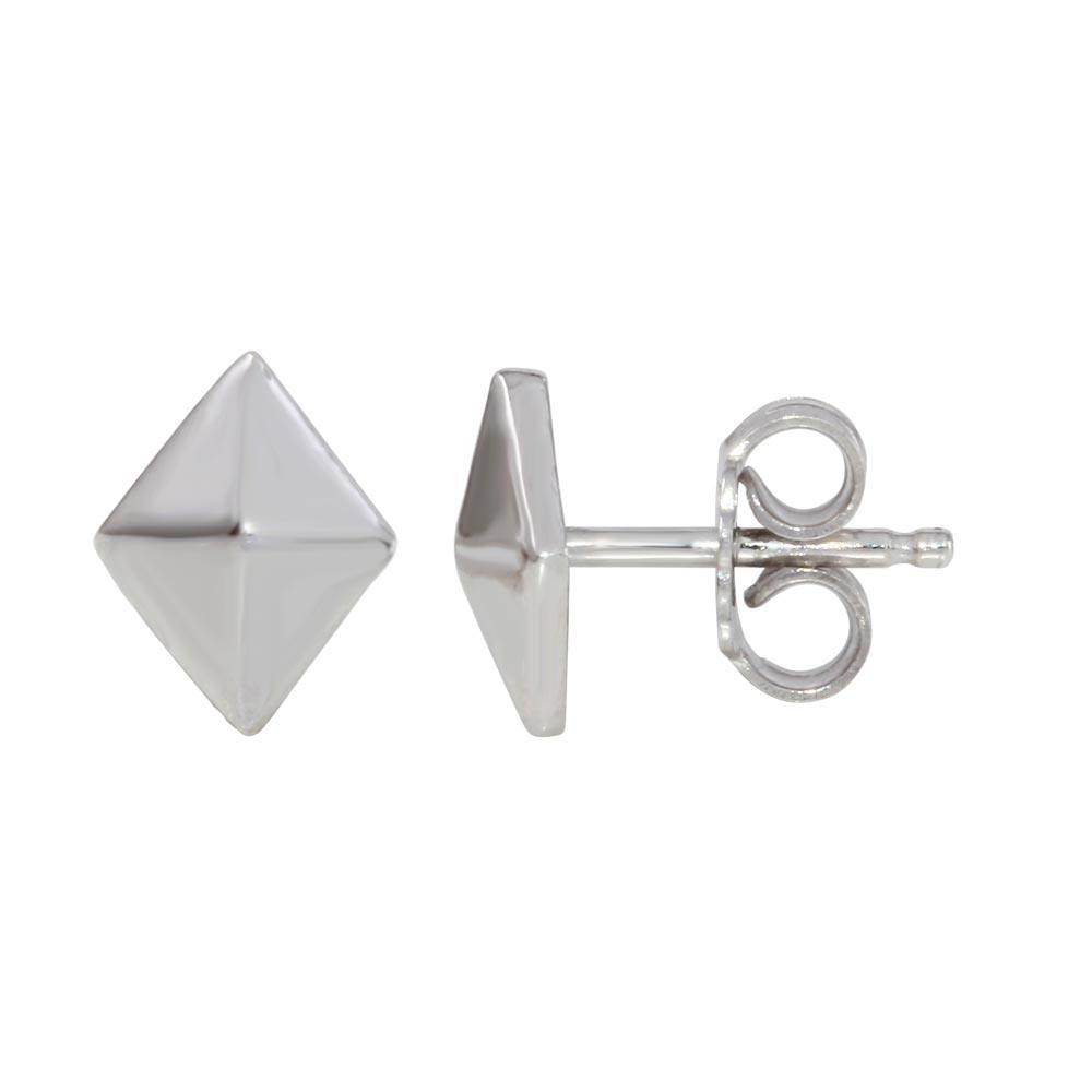 Rhodium Plated 925 Sterling Silver Stud Earrings - SOE00016