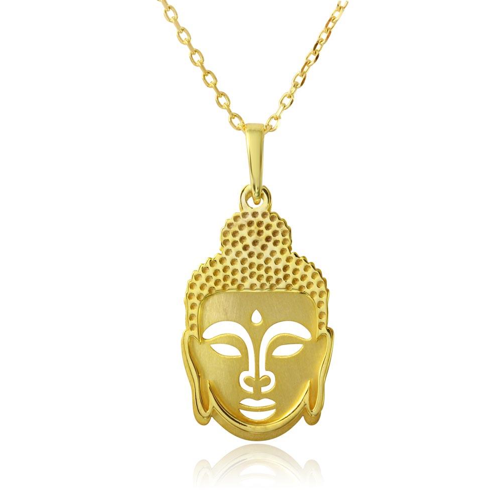 Gold Plated 925 Sterling Silver Buddha Pendant Necklace - SOP00011