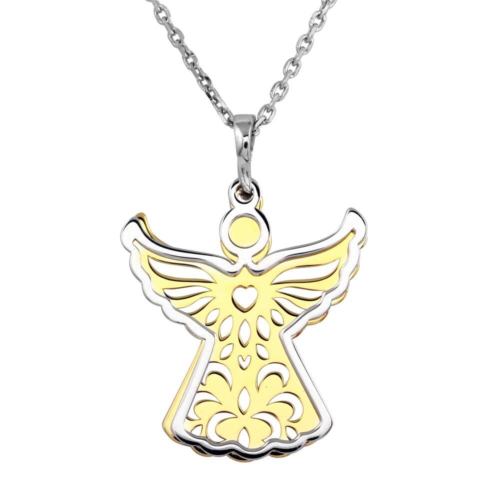 Two-Tone 925 Sterling Silver Angel Necklace - SOP00013