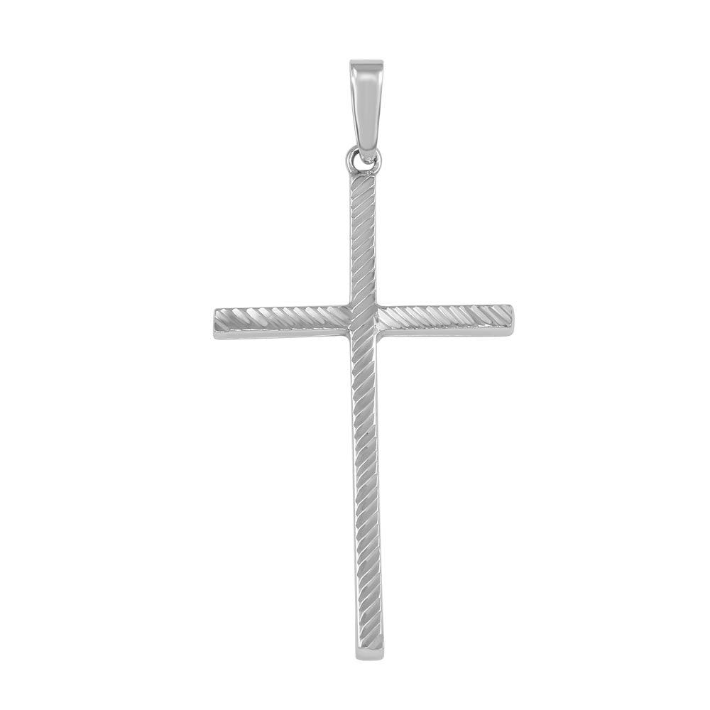 High Polished 925 Sterling Silver Textured Cross Pendant - SOP00025