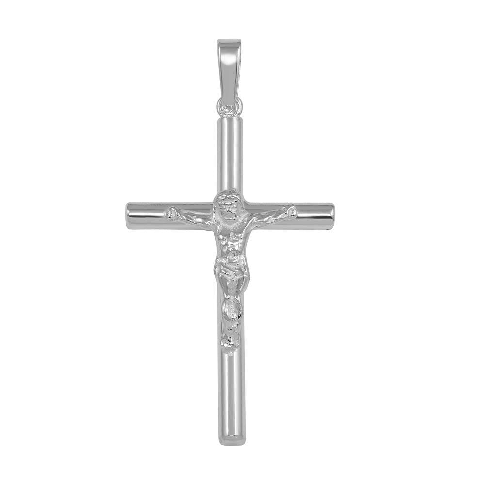 High Polished 925 Sterling Silver Small Crucifix Pendant - SOP00036