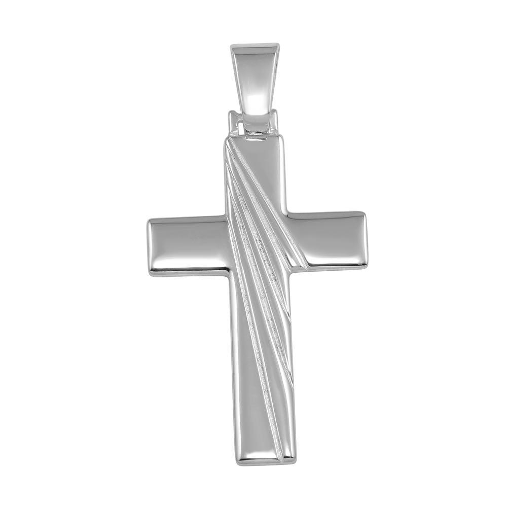 High Polished 925 Sterling Silver Engraved Cross Pendant - SOP00039