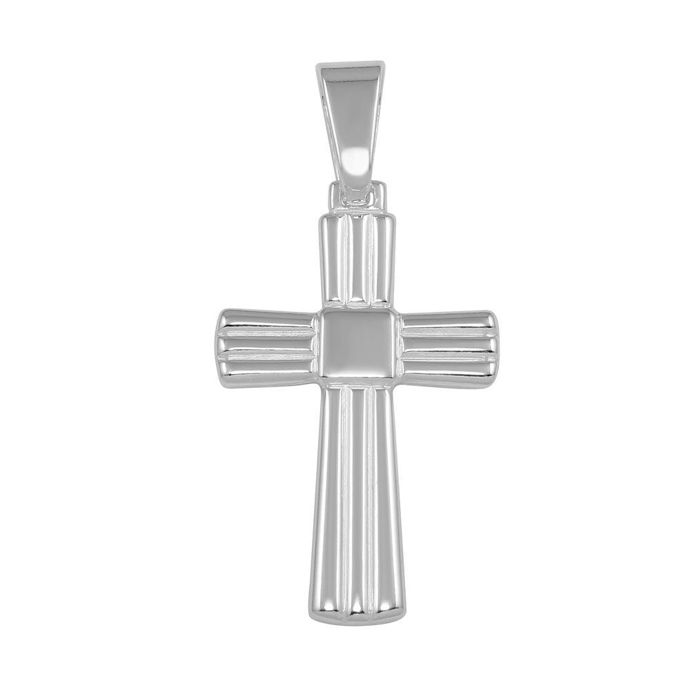 High Polished 925 Sterling Silver Small Engraved Cross Pendant - SOP00040