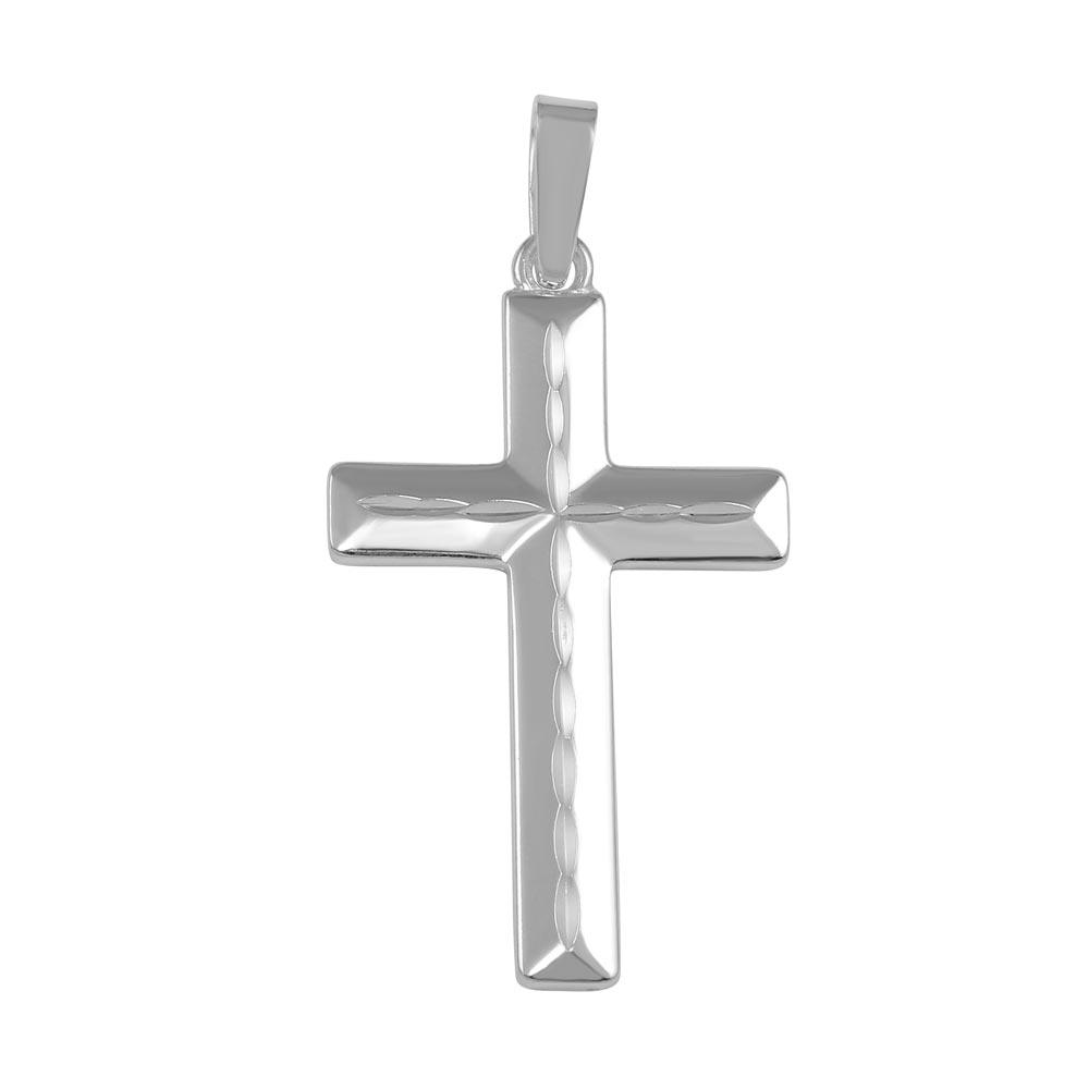 High Polished 925 Sterling Silver Flat Cross Pendant - SOP00041