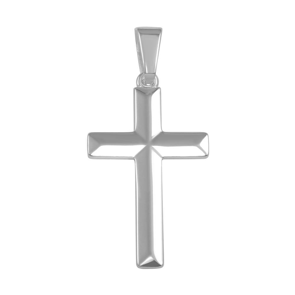 High Polished 925 Sterling Silver Flat Cross Pendant - SOP00042