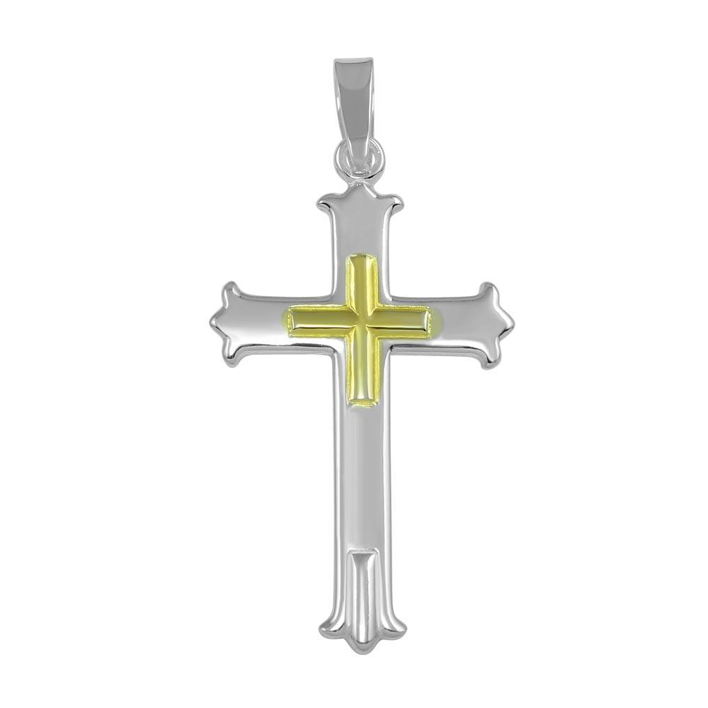 Two-Tone 925 Sterling Silver Cross Pendant - SOP00044