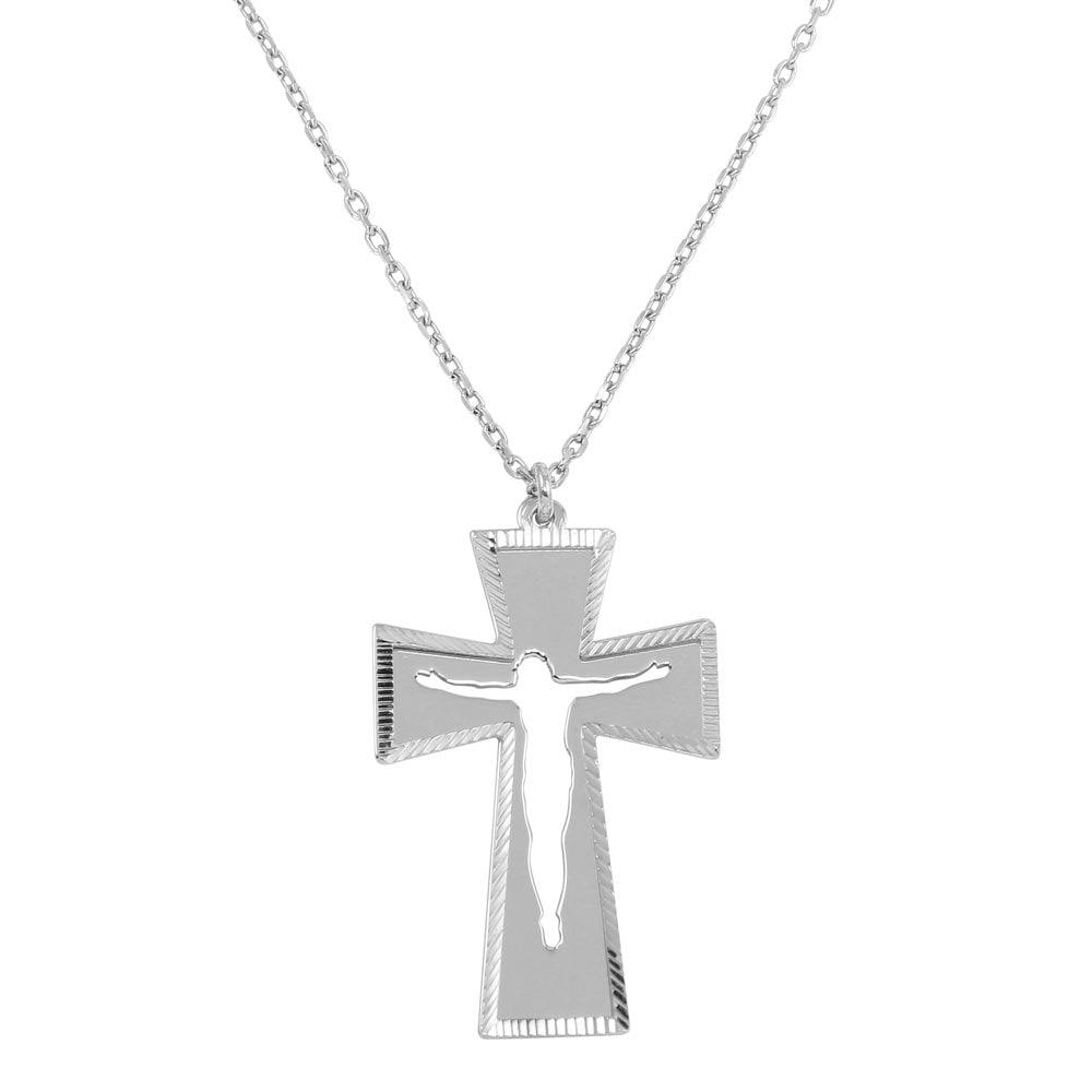 High Polished 925 Sterling Silver Double Cross Pendant Necklace - SOP00047