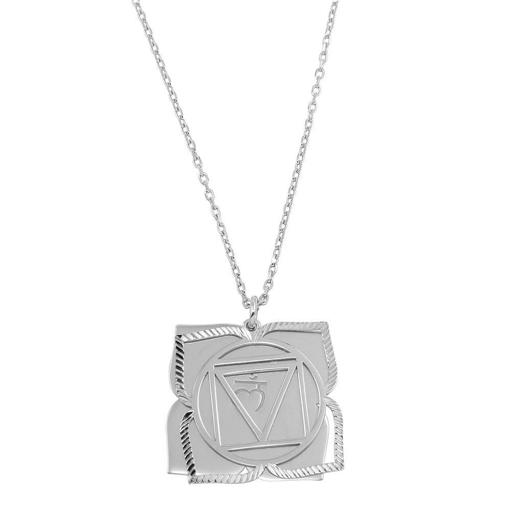 Rhodium Plated 925 Sterling Silver Muladhara Chakra Symbol Necklace - SOP00053