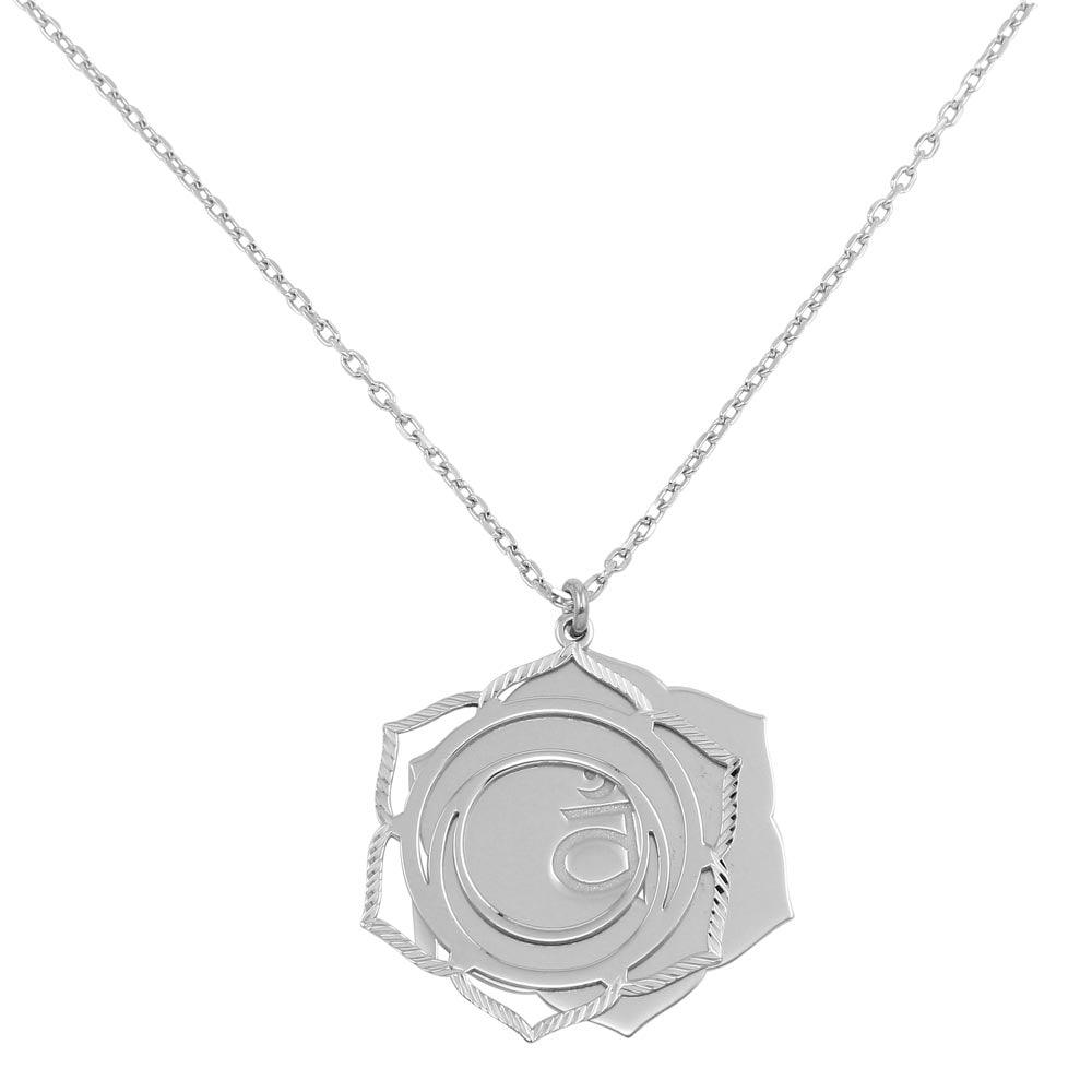 Rhodium Plated 925 Sterling Silver Sacral Chakra Necklace - SOP00056