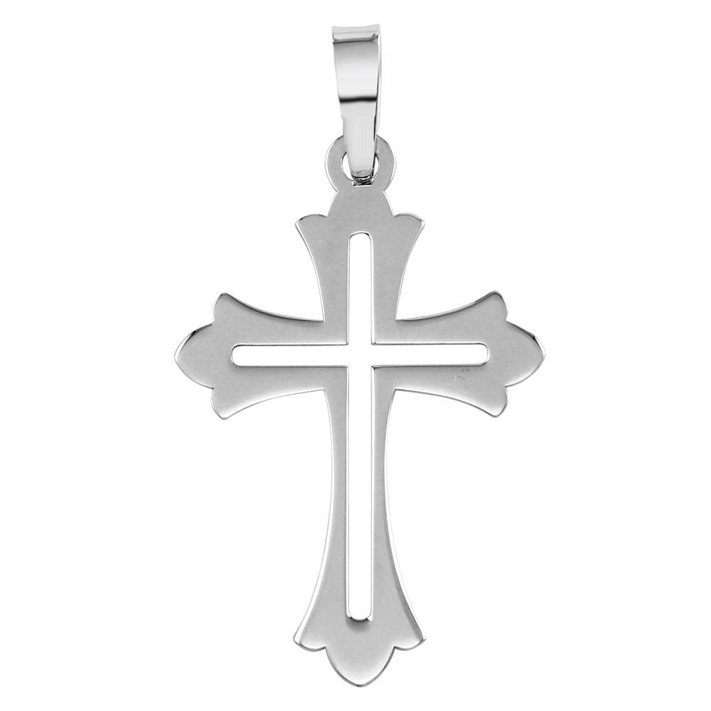 Rhodium Plated 925 Sterling Silver Open Cross Pendant - SOP00067