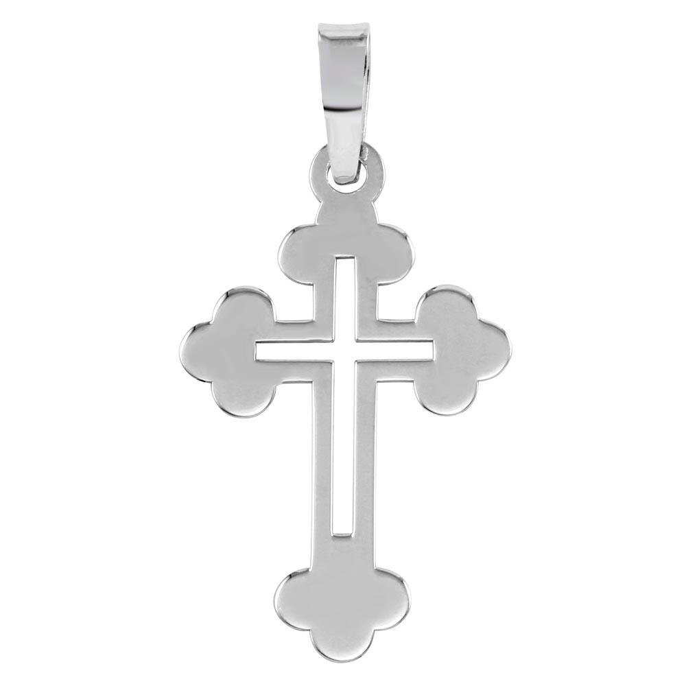 Rhodium Plated 925 Sterling Silver Open Cross Pendant - SOP00068