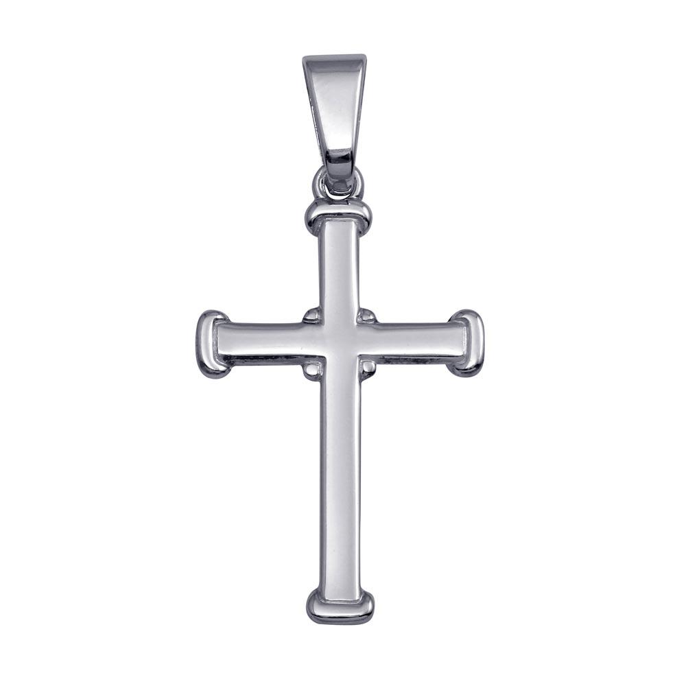 High Polished 925 Sterling Silver Plated Cross Pendant - SOP00080