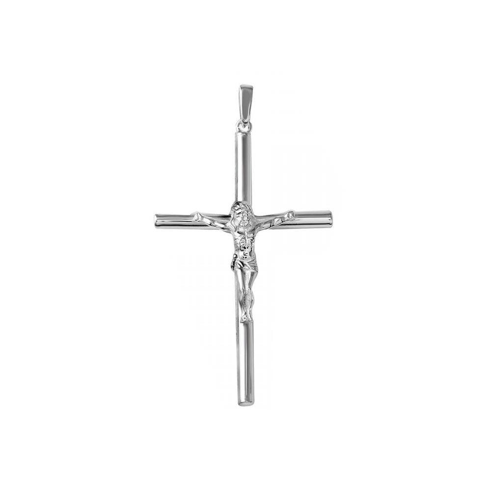 High Polished 925 Sterling Silver Cylinder Cross Pendant - SOP00108