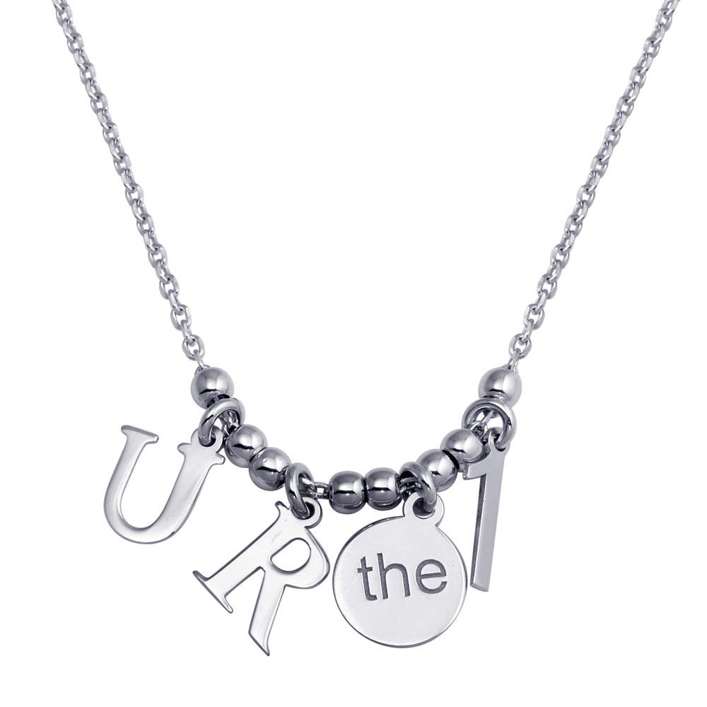 Rhodium Plated 925 Sterling Silver "RU the  1 Charm Necklace - SOP00111