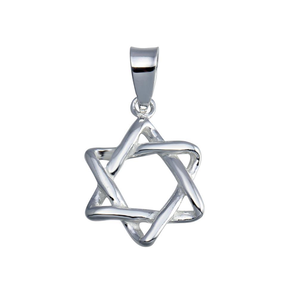 925 Sterling Silver Silver Finish High Polished Star of David Charm - SOP00132