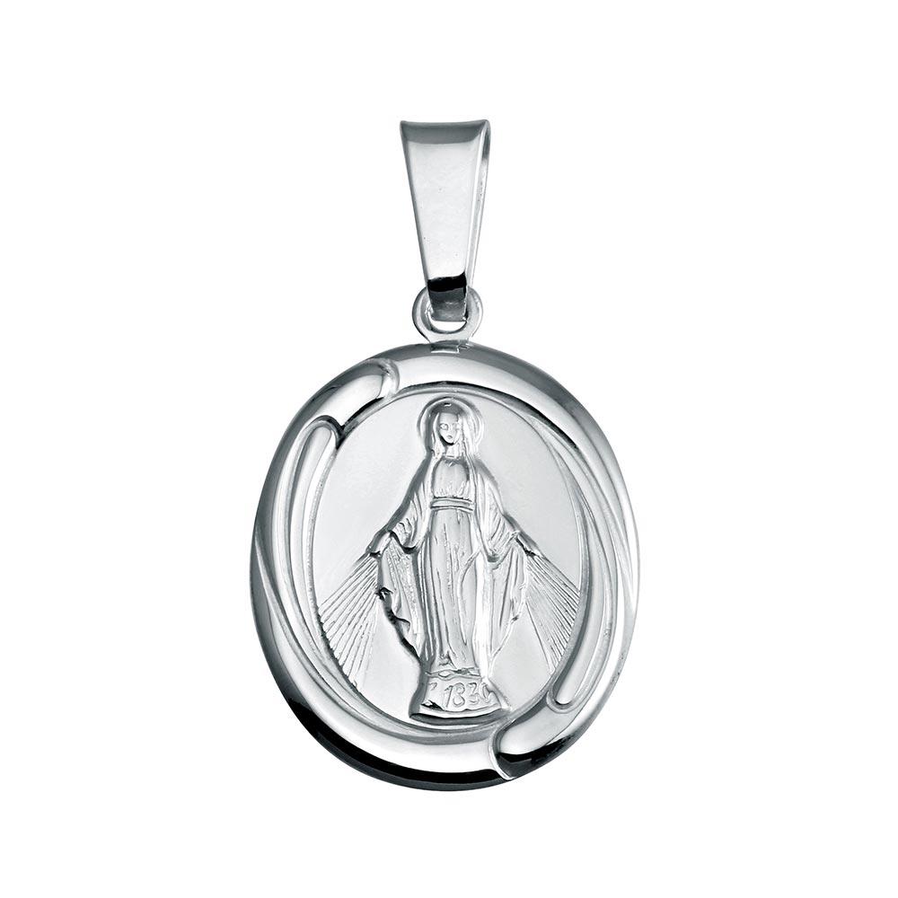 High Polished 925 Sterling Silver Mary Medallion Pendant - SOP00134