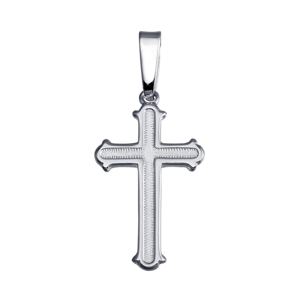 925 Sterling Silver Silver Finish High Polished Cross Pendant - SOP00138