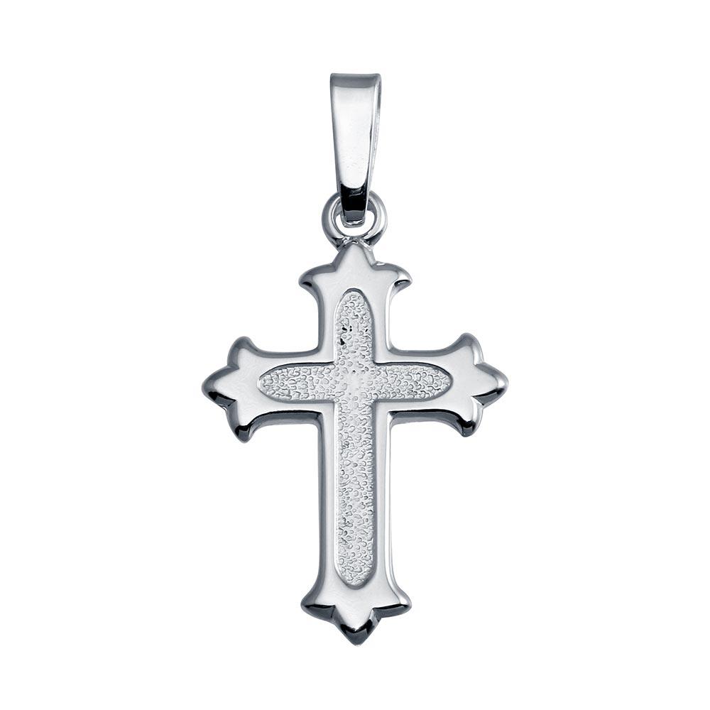 925 Sterling Silver Silver Finish High Polished Floury Cross Pendant - SOP00140