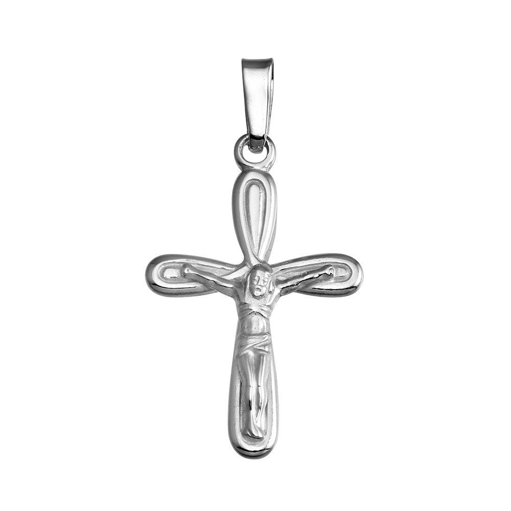 925 Sterling Silver Silver Finish High Polished Infinite Crucifix Pendant - SOP00144