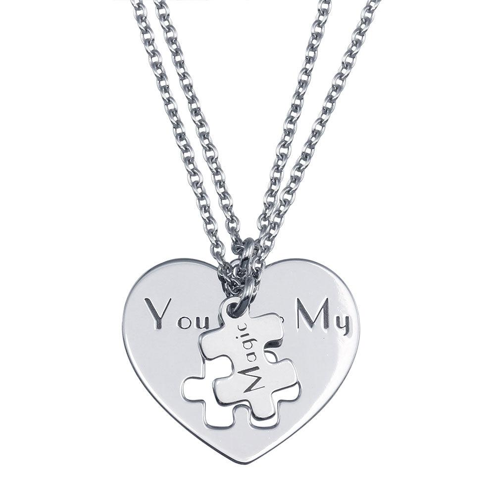 Rhodium Plated 925 Sterling Silver You Are My Magic Heart Pendant Necklace - SOP00166