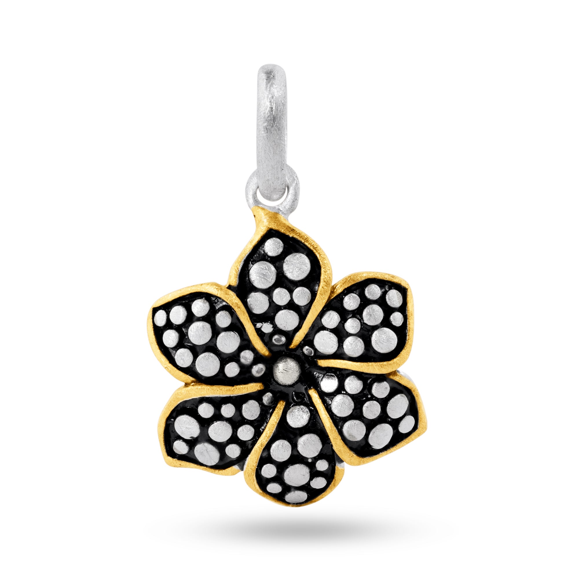 Sterling Silver Matte Finish 2 Toned Flower Pendant - SPP00019