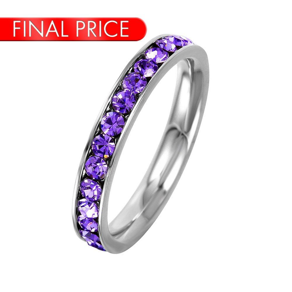 Stainless Steel CZ Eternity Band February - SSR15FEB