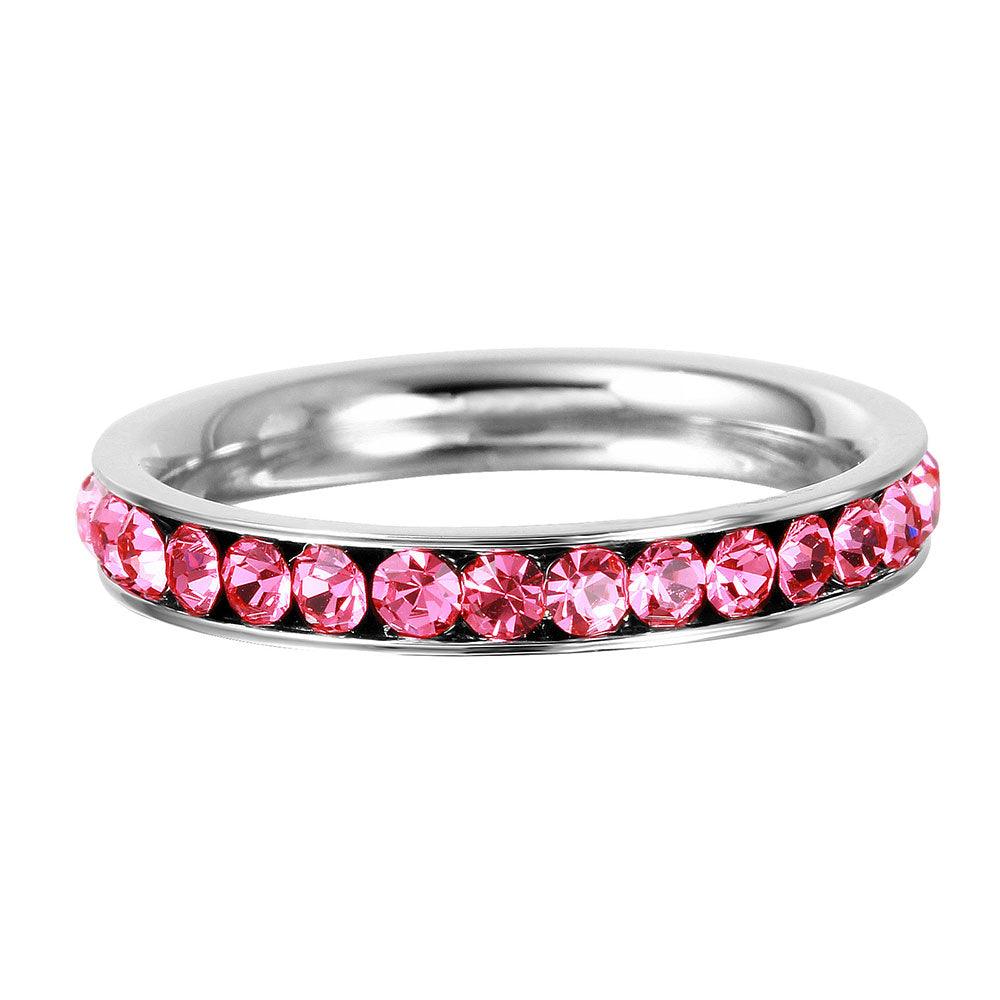 Stainless Steel CZ Eternity Band October - SSR15OCT