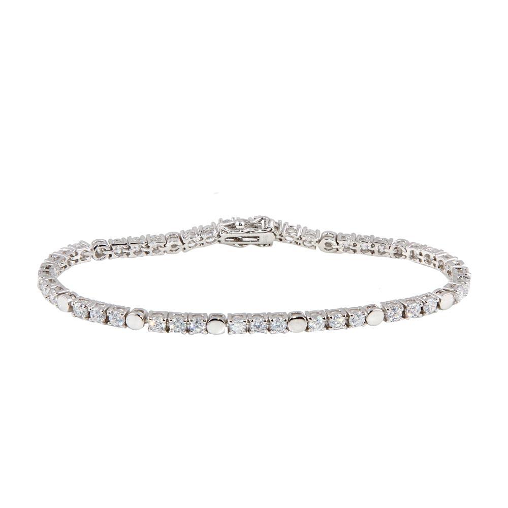 Silver 925 Rhodium Plated Clear CZ Tennis Bracelet - STB00017