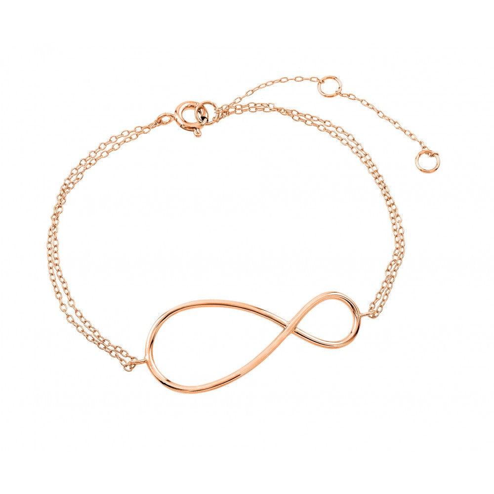 Silver 925 Rose Gold Plated Exaggerated Infinity Sign Bracelet - STB00496RGP