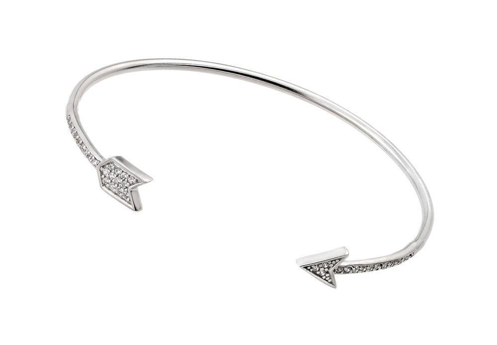 Silver 925 Rhodium Plated Arrow Clear CZ Bracelet - STB00510