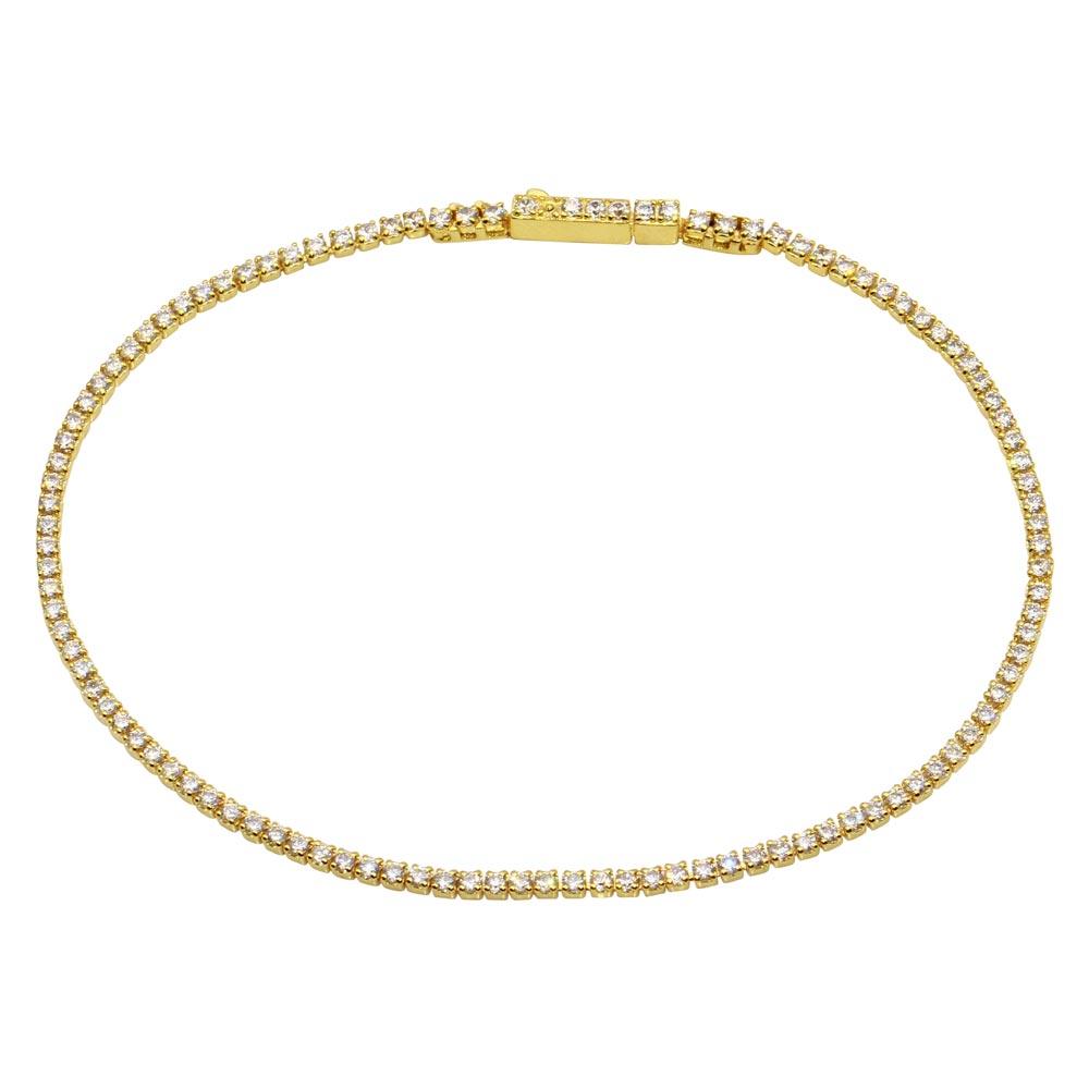 Gold Plated 925 Sterling Silver CZ Tennis Bracelet - STB00558GP