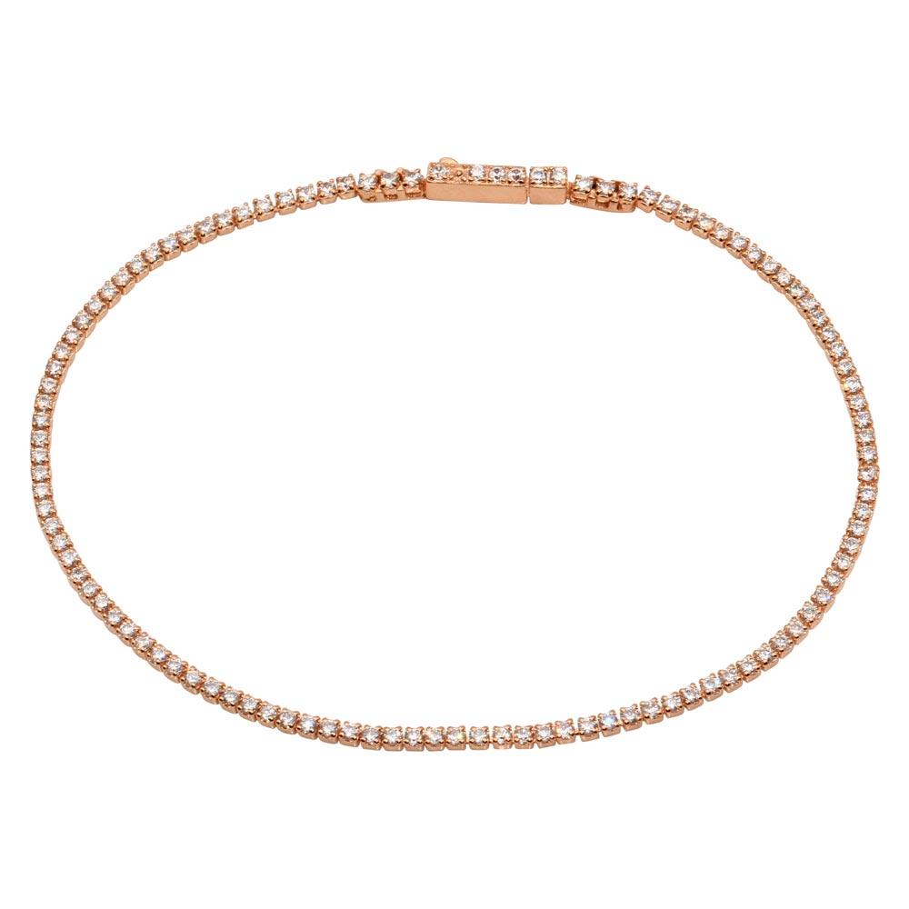 Rose Gold Plated 925 Sterling Silver Tennis Bracelet with CZ Stones - STB00558RGP