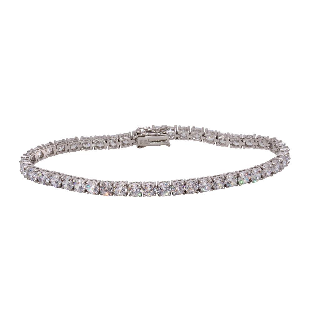 Rhodium Plated 925 Sterling Silver CZ Tennis Bracelet - STB00565