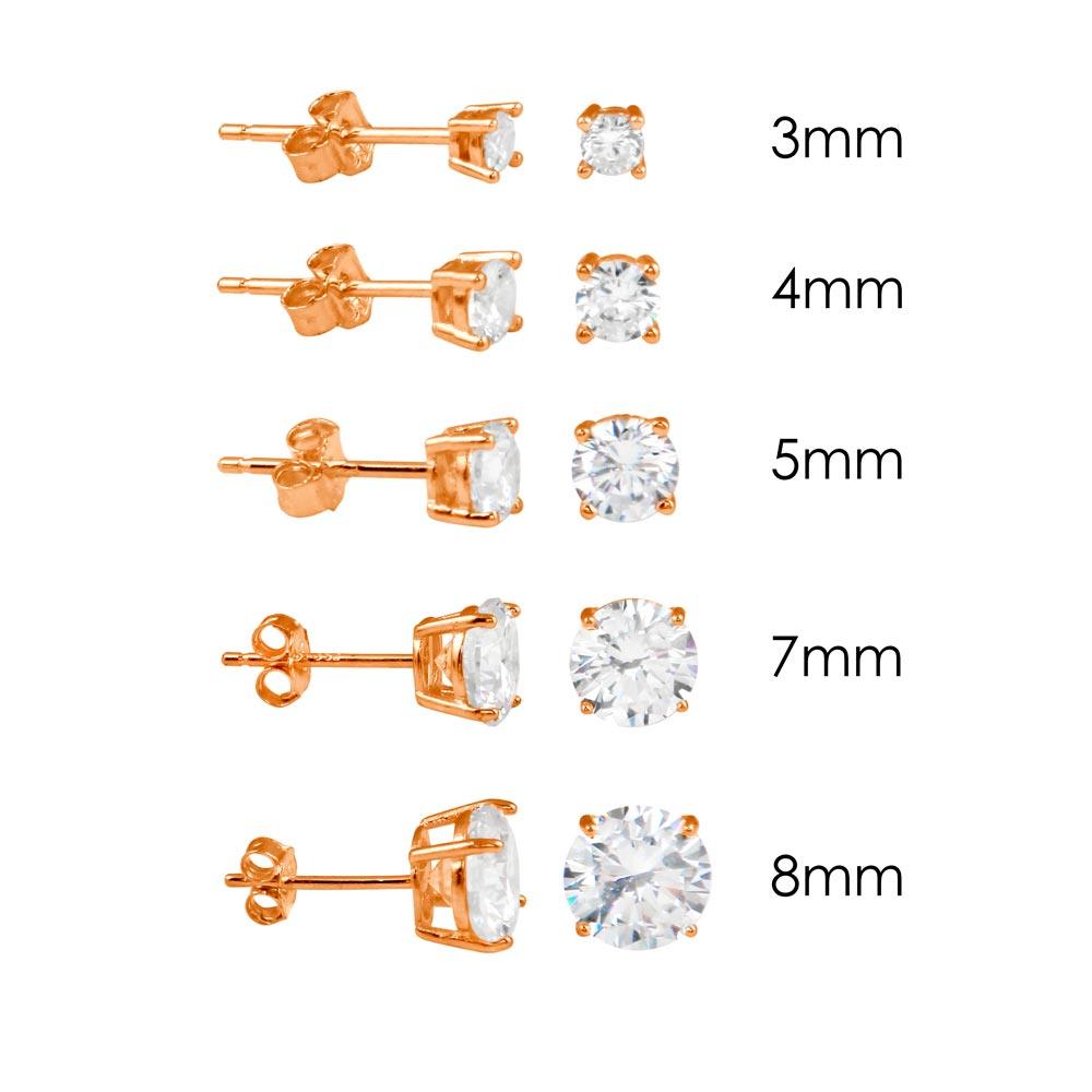 Rose Gold Plated 925 Sterling Silver Round Basket Clear CZ Stud Earring - STE00593RGP